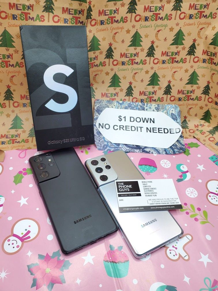 Unlocked Samsung Galaxy S21 Ultra 5G 90 DAY WARRANTY $1 DOWN NO CREDIT NEEDED