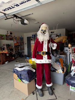 Halloween and Christmas Santa skeleton animitronic
