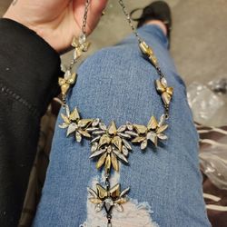 Statement Necklace Gold And Silver Tone 