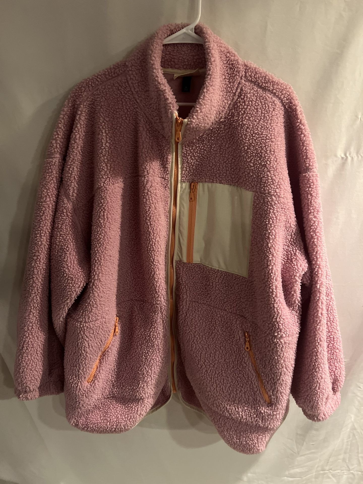Ladies plus size 2X Universal Thread pink Sherpa fleece full zip up jacket