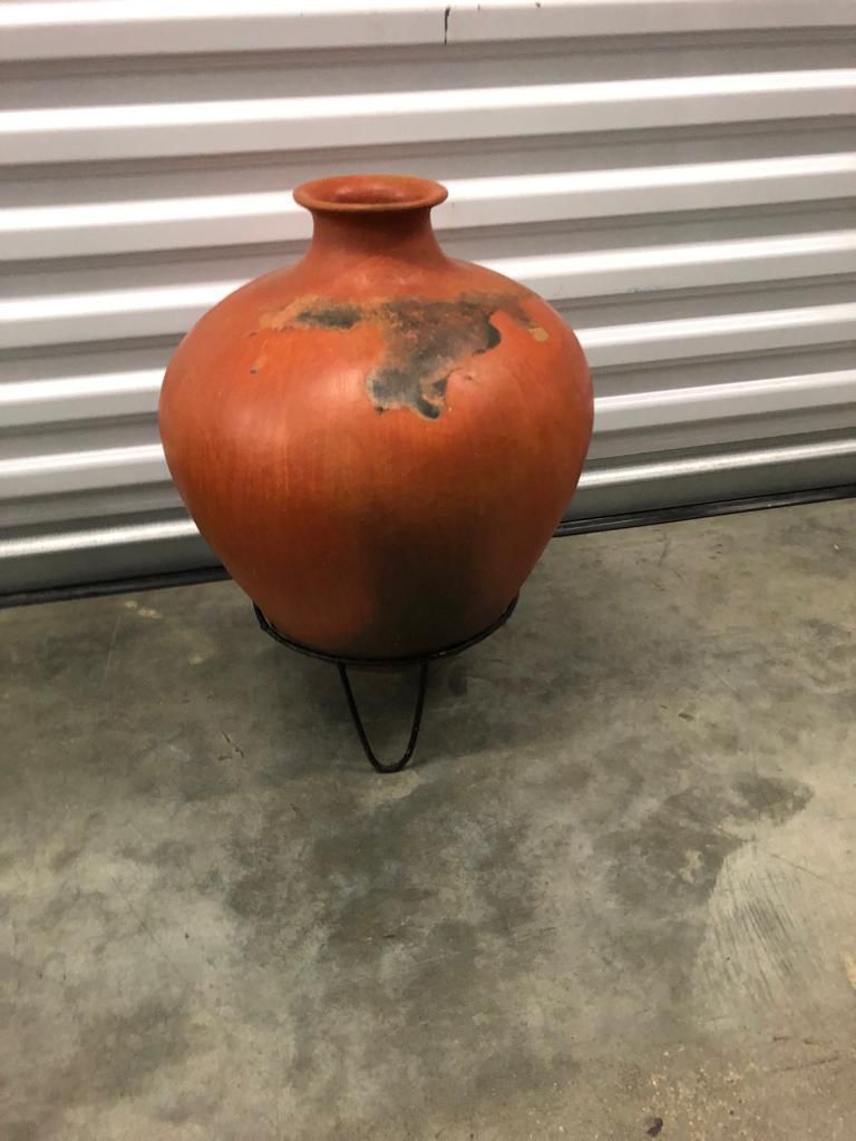 Ceramic Pot Orange Rusty Vase