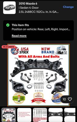 2009-2013 Mazda 6 rear subframe replacement kit