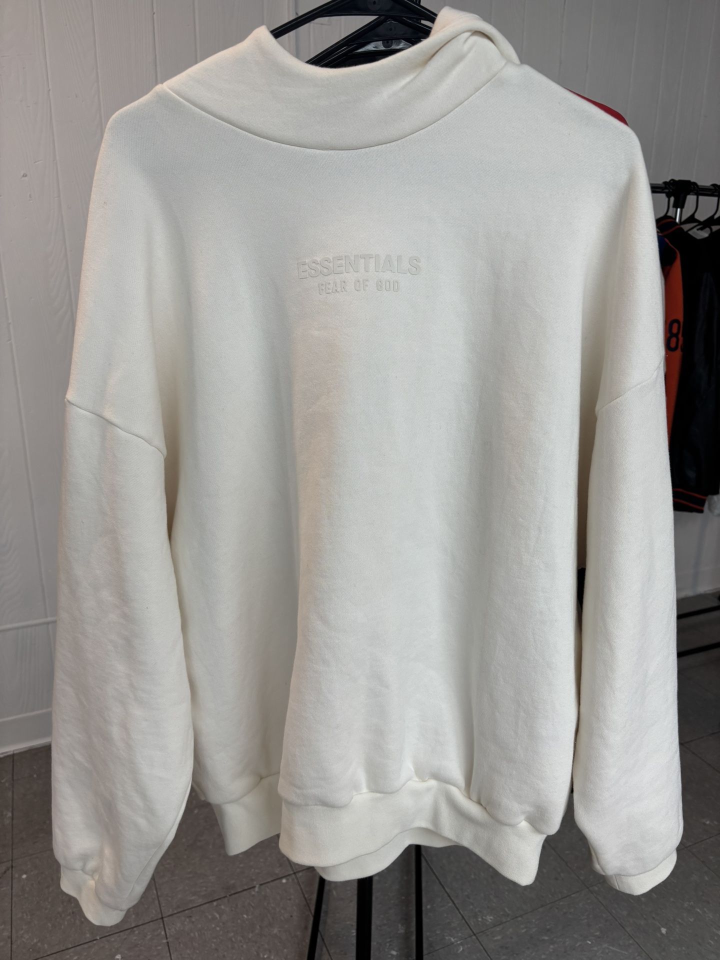 White Essential Hoodie Size Small But Can Fit Bigger 