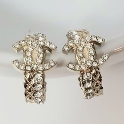 Gold Diamond Huggies Earrings 