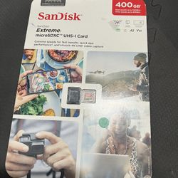 SanDisk 400GB Extreme microSDXC UHS-I Memory Card with Adapter - Up to 160MB/s, C10, U3, V30, 4K, A2, Micro SD - SDSQXA1-400G-GN6MA