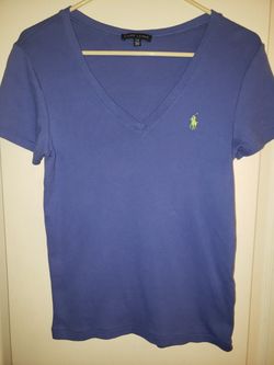 Ralph Lauren Periwinkle V-neck shirt Size Large