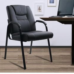 Ergonomic Leather Reception Office Chair,Padded Armrests & Soft Cushion Meeting Conference and Waiting Room Table Chairs (Without Sled Base, 1PK)$45