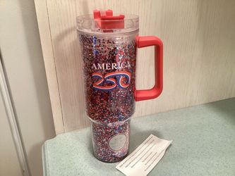 NEW 40os Acrylic Double Insulated Travels Mug Spoontiques America 250 Orig. price $27