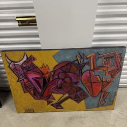 Allan Wash Cubist Bull & Heart 