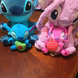 Stich And Angel Plushies