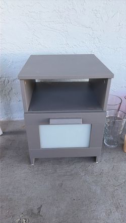 Gray Nightstand/End table with Open Shelf and Drawer
