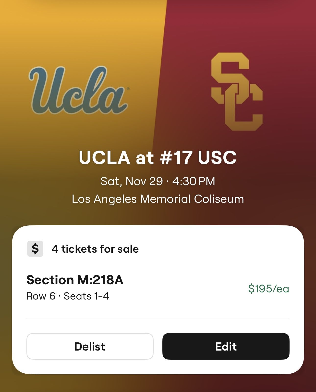 USC  Vs UCLA Tickets 