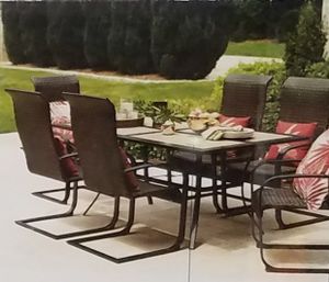 New And Used Patio Furniture For In Orleans La Offerup Patio Set Tile Top Dining Table With 6 Woven Motion Chairs Outdoor Furniture