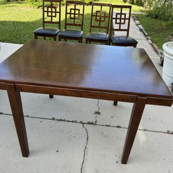 Solid Wood Dining Table With 4 Chairs Dark 