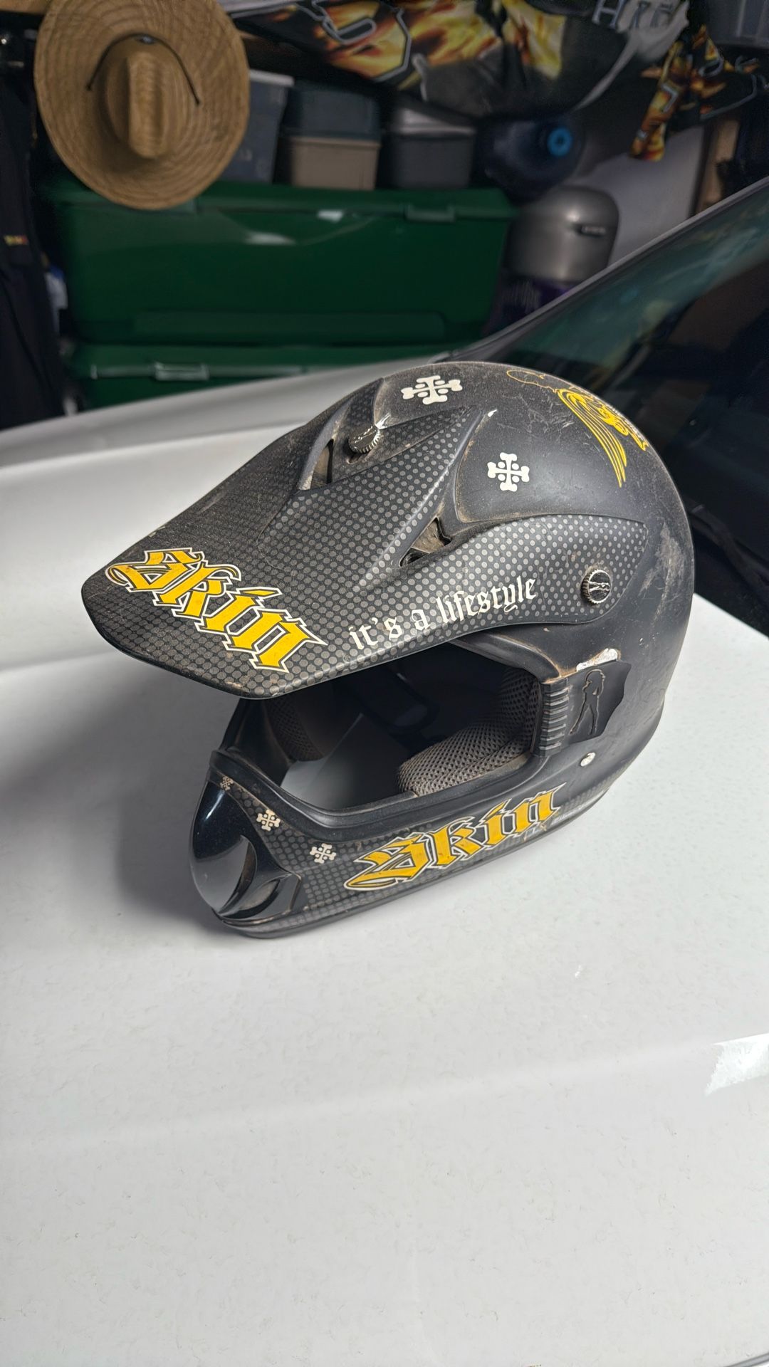 Skin Industries Motocross Helmet Rare Size L
