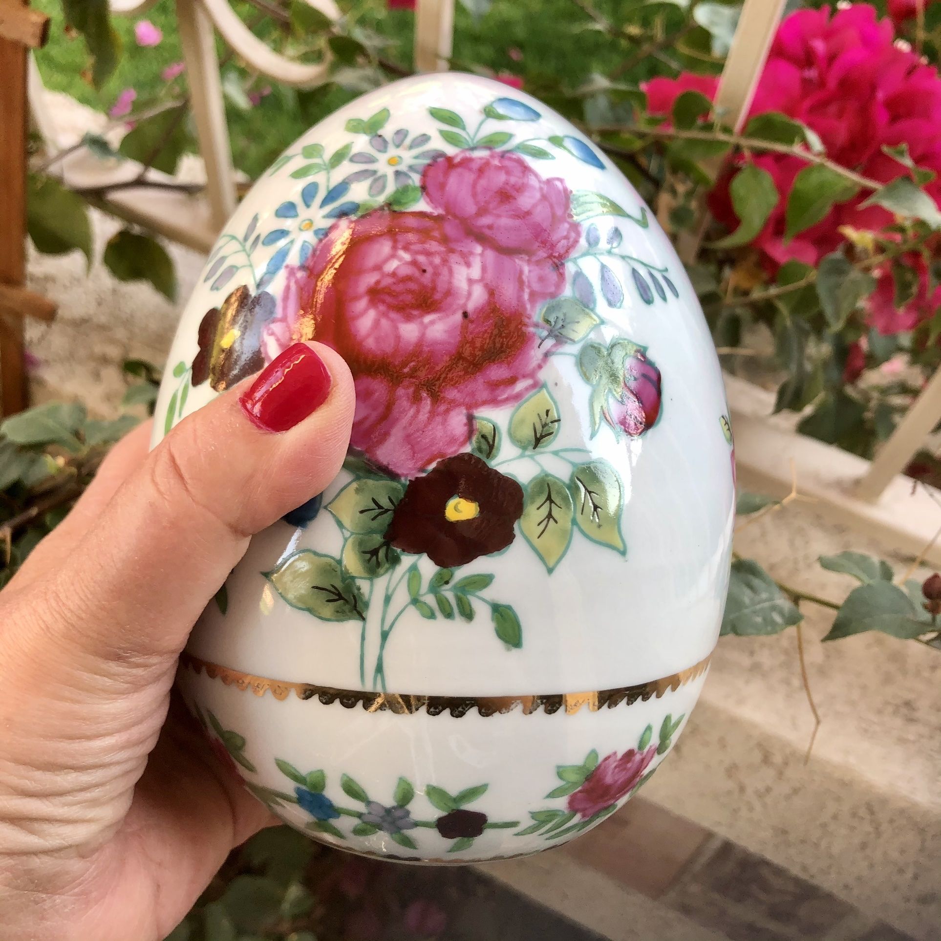 Vintage Large Porcelain Egg Figurine
