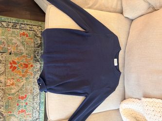 Navy Blue Textured Crew Neck Sweater