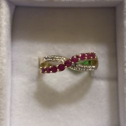 14kt Yellow Gold Ruby And Diamond Ring Size 8