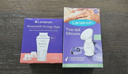 Lansinoh Silicone Breast Pump With A Set Of Milk Storage Bags