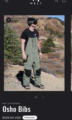 New MELT outwear Osho Bibs Jade and Burgundy 2pc,size:M/pickup Fontana 