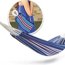 New! Portable Hammock in a Bag (Bliss) – Outdoor/Indoor, 250 lb, Stripe Blue