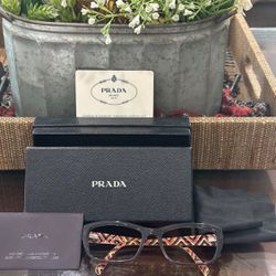 Authentic Prada Womens Gray VPR 180 KAM-101 54-18 135 Italy Made Eyeglass Frame Only