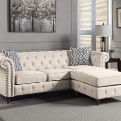 Beige Reversible Sectional Sofa