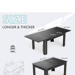 54.3-84.5 Extendable Dining Room Table for 4–10, Space-Saving Family Dining Table with Slide-Out Extension Leaves, Modern Dining Table for Apartment S