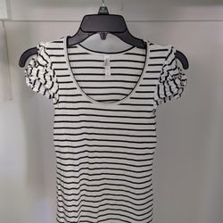 Women's White & Black Striped Top Size XS