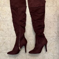 Forever 21 thigh high suede heeled boots 