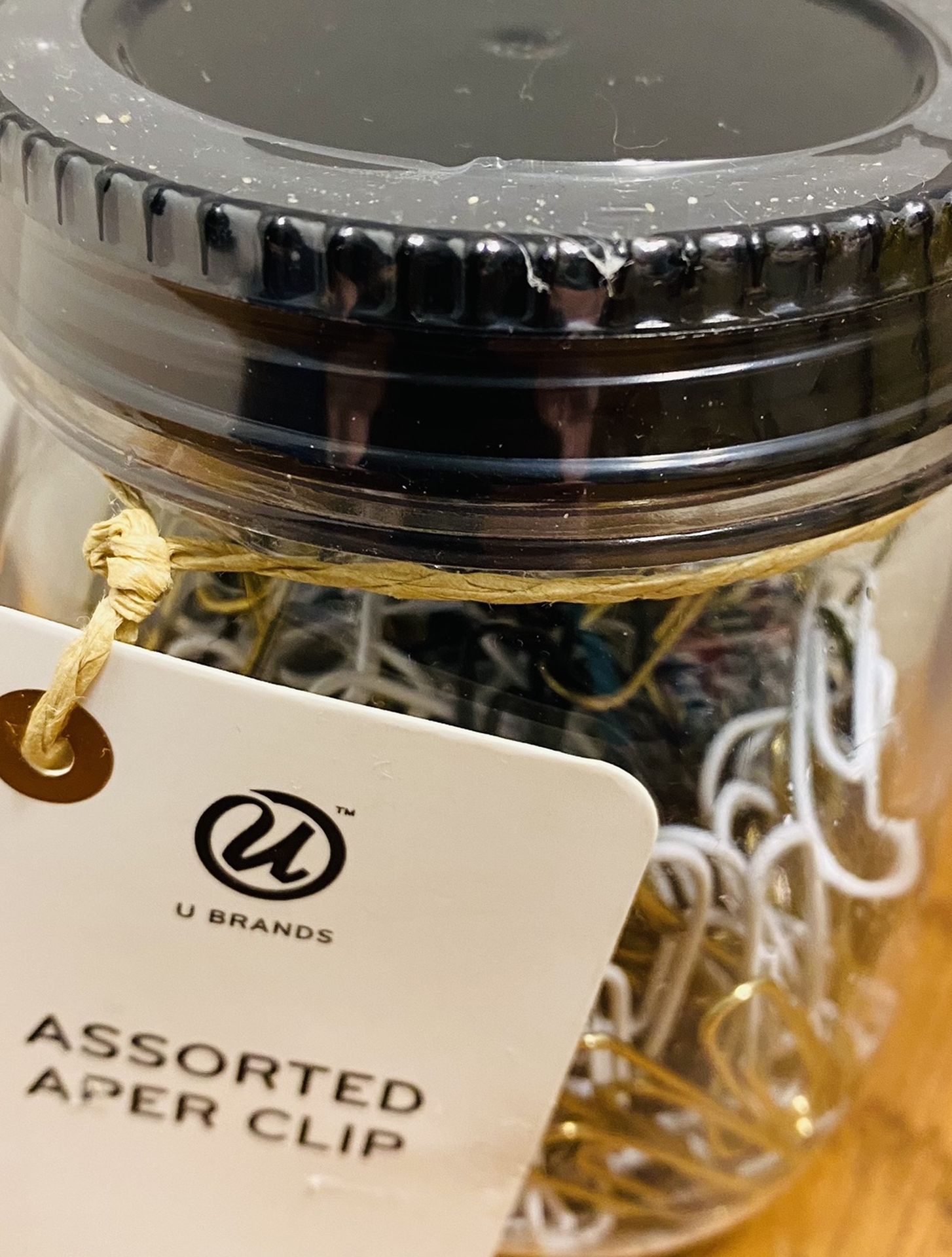 Paper Clips - 280 Black, Gold & White in Reusable Clear Plastic Jar