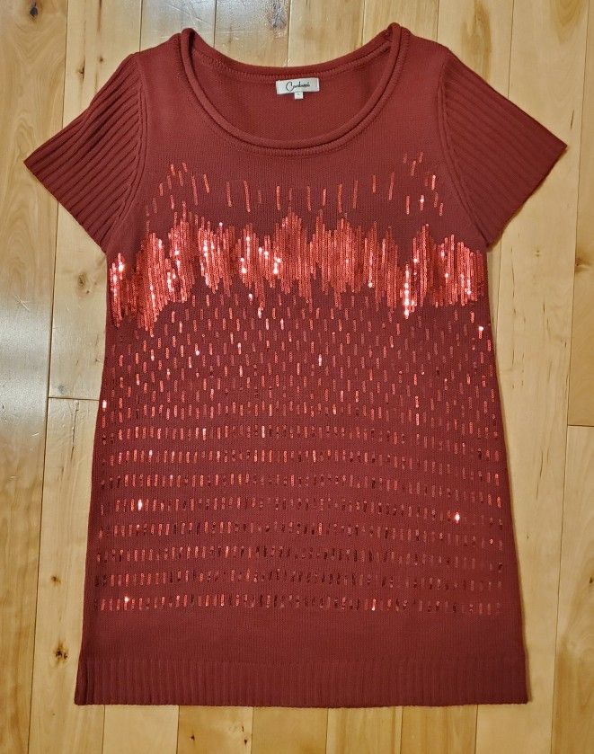 NEW Carducci Maroon Sequin Sweater Dress (L)