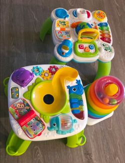 Toy tables and giant ring stack