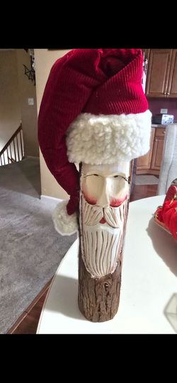 Hand-Carved Wood Santa Claus Figure