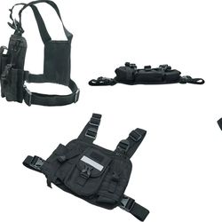 Radio Chest Bag Walkie Talkie Chest Front Pack Chest Rig with Radio Pouch for Baofeng Kenwood Arcshell Motorola Two Way Radio