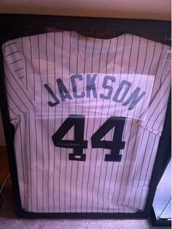 Reggie Jackson Signed Yankee Jersey Framed