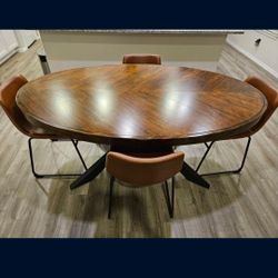 Dining Room Set With 4 Leather Chairs And Buffet Table 