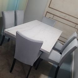Marble Dining Room Table And 6 Chairs