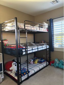 Triple twin bunk bed - heavy duty (mattress not included)