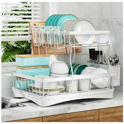 White Dish Rach 2 Tier Shelf