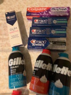 Toothpaste, shaving cream  all new.
