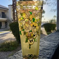 Hand-Painted Glass Vase Floral Design