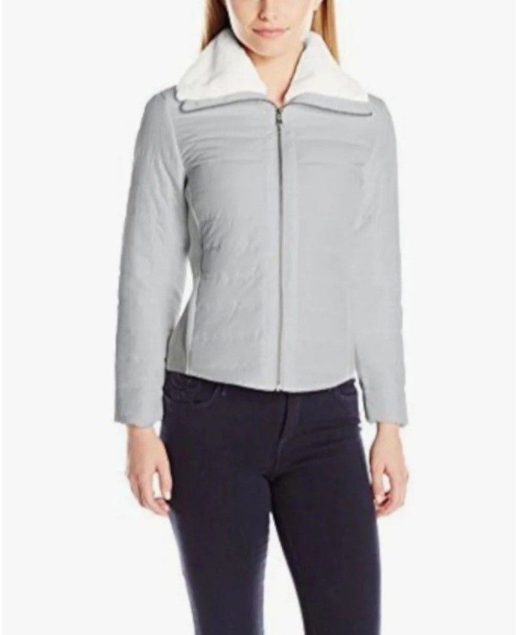 NWT RUBY RD GRAY COAT. SIZE PETITE MEDIUM.