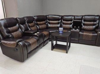 2TONE BROWN RECLINING SECTIONAL