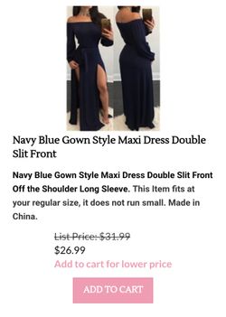 Navy blue dress Available in M