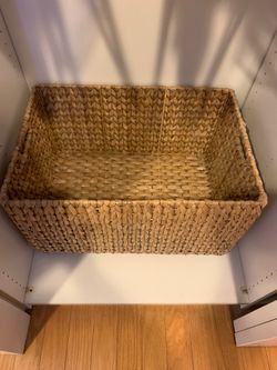 Large Wicker Storage Basket with Wheels