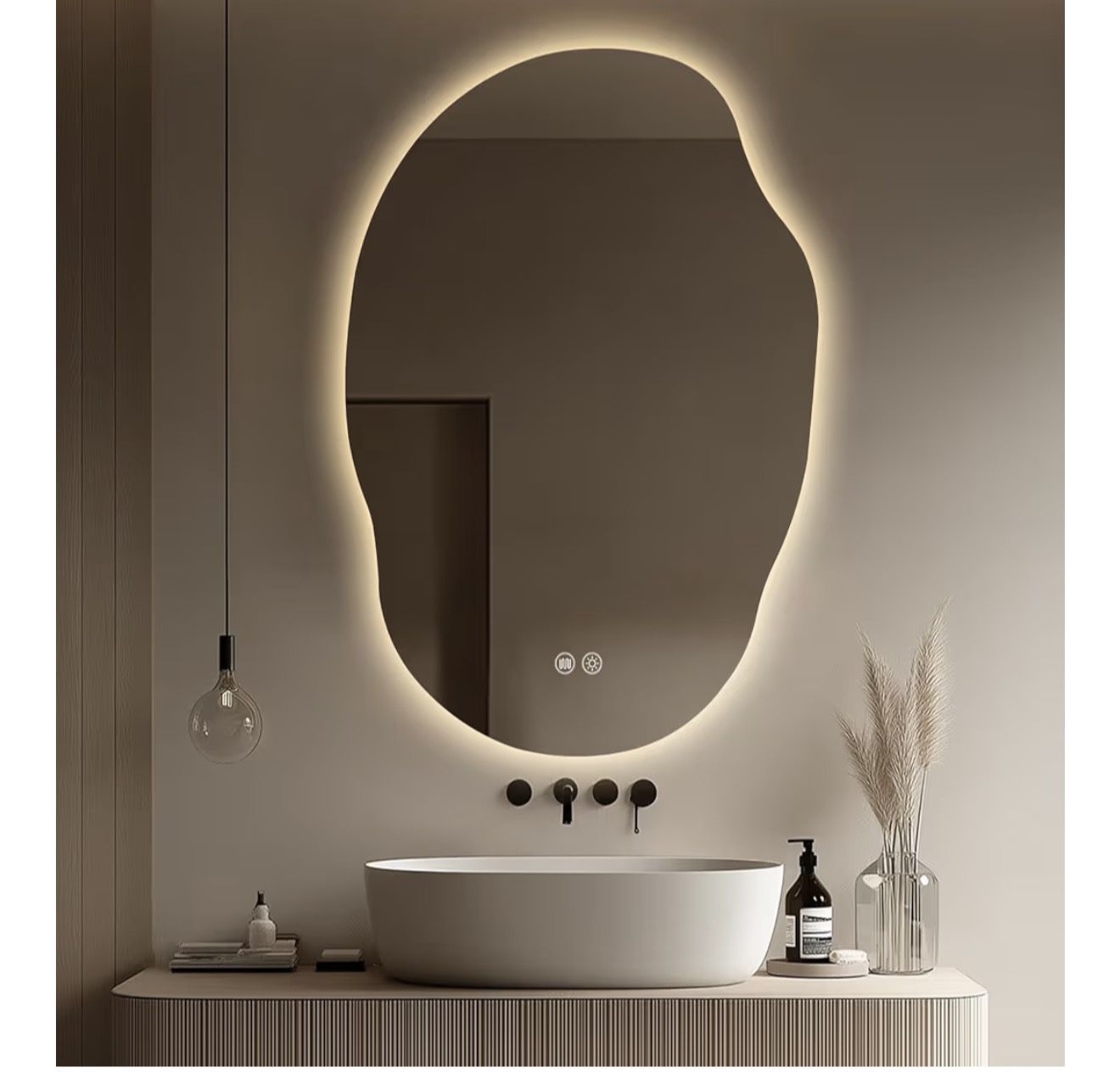 Brand New In The Box- LED Mirror for Bathroom 22x30 in, Stepless Dimmable Irregular Backlit Mirror with 3 Colors, Anti-Fog, Memory, Al-Alloy Lampshade