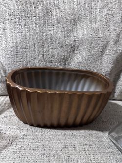 Gold Fluted Ceramic Decor Bowl / Planter