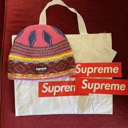 Supreme FW25 Acrylic Diamond Woven Logo Label Beanie Pink One Size New CONFIRMED