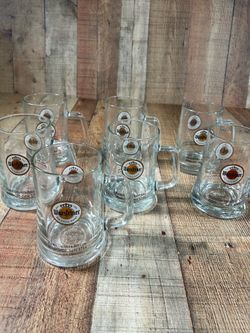 Warsteiner German Beer Mugs Set of 7 - 0.5L Glass Stein Mugs with Original Box